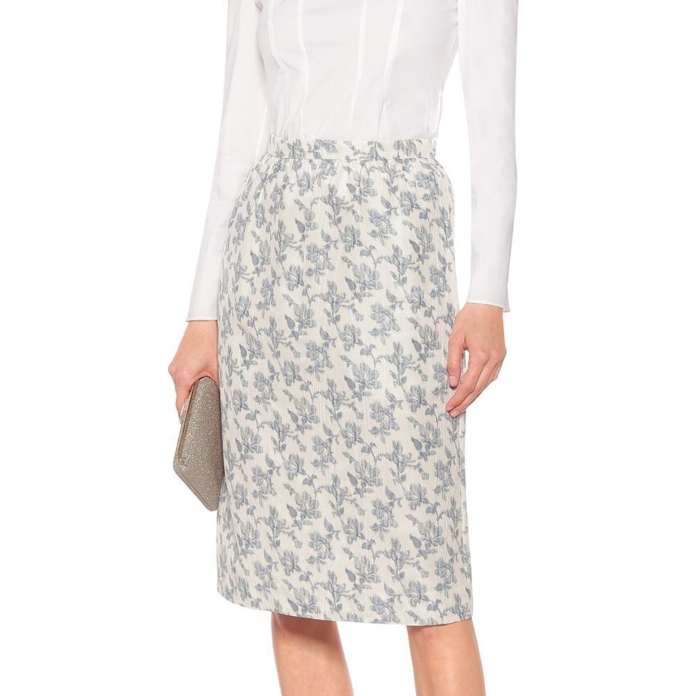 NEW Brock Collection Quadratic Midi Skirt White Blue Floral Size 2